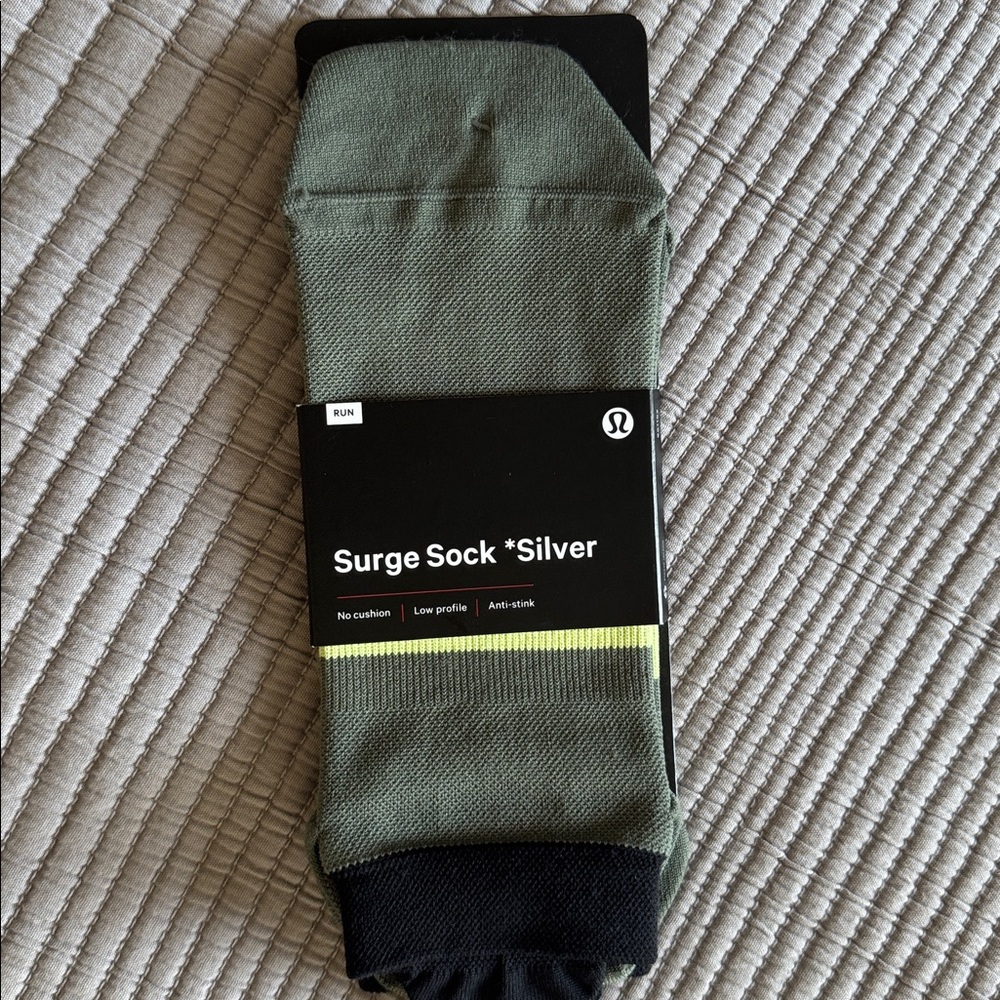 Lululemon Men’s Surge Sock *Silver Size M/L NWT